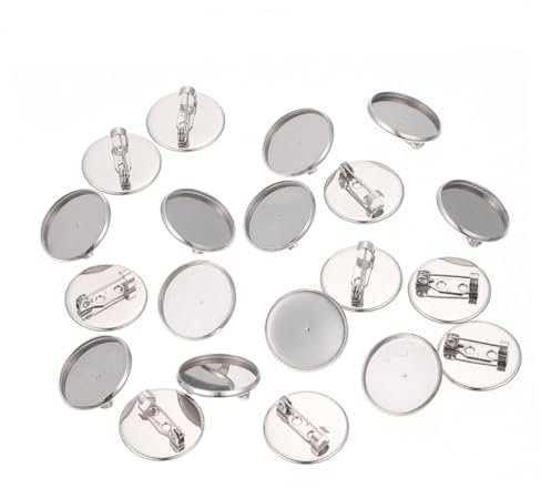 Holibanna 20st Brosche Zubehör Grundeinstellungen Sicherheitsbrosche Sicherheitsnadel Brosche Diy Brustnadelablage Flache Runde Broschennadel Kugelkette Oval Antiquität Rostfreier Stahl
