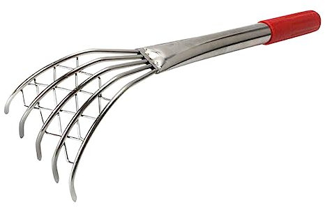 BESPORTBLE Rastrello per Telline in Acciaio Inossidabile con Impugnatura Lunga e Denti a Pinza, Strumento Affidabile per Scavare Conchiglie sulla Spiaggia