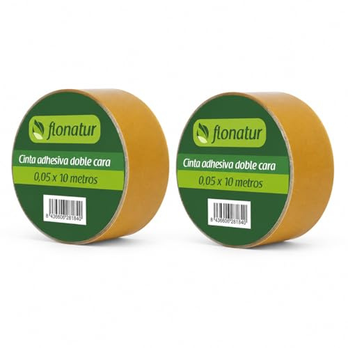 flonatur, Cinta adhesiva de Doble Cara para fijación de Césped Artificial, Fijación Duradera y Resistente a la Humedad, interior y exterior, fácil instalación, blanco,10m de largo, 5 cm de ancho (2)