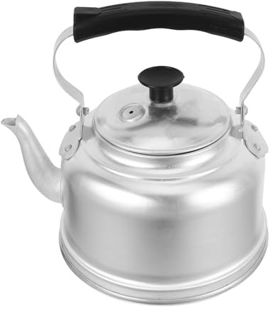 Pfeifende Aluminium Teekanne 4l für Induktionsherde, Silber, Halbkugelig | Herdgeeignet, 4 Liter Fassungsvermögen, aus Metall, für Küche und Tägliches Wasserkochen