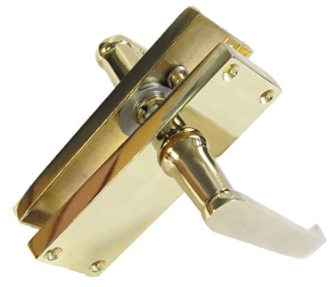 Epsom Door Handle Victorian Straight Electro Brass Lever Set – Backplate Design 118mm x 42mm – Includes Tubular Mechanism – 1 Pair
