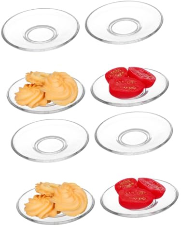 Mikinona Clear Glass Saucers Set of 8 Round 3.54 Inch Decorative Coffee Saucers and Snack Storage Plates for Home Restaurant Tea Room Use