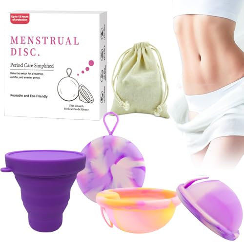 Dhqkqg 3 Pezzi Disco Mestruale, Coppetta Mestruale, Coppetta Mestruale in Silicone Riutilizzabile, Coppa Mestruale con Periodi Della Dimensione, Per Donne Sport Nuoto E Intimità