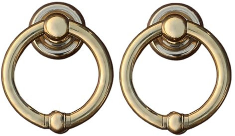 YXLYFDLY llamador Puerta Exterior Tirador de Anillo de Puerta de Latón, 2 Piezas, Aldabas de Puerta Pequeñas, Diseño Clásico Vintage, Para Cajones de Armarios Y Puertas(Brass,Large)