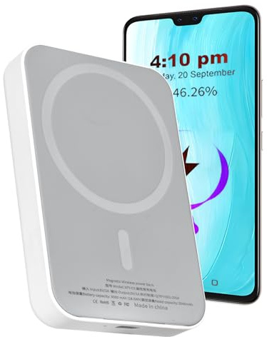 Magnetic Powerbank,Batterie Externe Magnétique 5000mAh,Fonction de Charge Rapide sans Fil Chargeur, Recharge Portable Compatible avec iPhone15&14&13&12