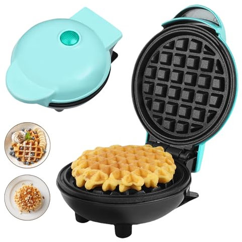 Mini Gaufrier, Machines à Gaufres 350W Machine à Petit Gaufres avec Revêtement anti-adhésif, pour les Anniversaires d'enfants, les Fêtes de Famille, Pâques ou Noël
