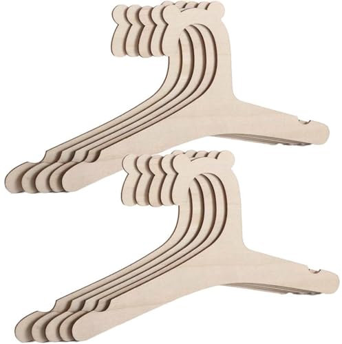 GGUFAY Baby kleiderbügel, 10 Stück Kinderkleiderbügel, Puppenkleiderbügel, Baby-Kleiderbügel aus Holz, niedliche Bärenform, Rillen-Designrutschfeste Kinderbügel Aus Holz für Kleider (12,1 x 22,8cm)