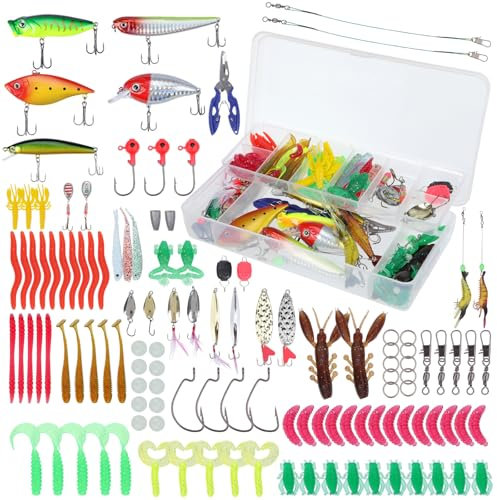 121 Piezas SeñUelos De Pesca, Cebo y Kits De Aparejo De Pesca Kits De Aparejo De Pesca Perfectos para Regalos Masculinos Adecuados para Diferentes Tipos De Peces En Lagos RíOs y Estanques