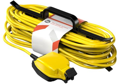 SLx Outdoor Extension Lead 10m Heavy Duty Extension Cable Single Socket Extension Lead 'H' Frame Cord Plug Thermal Cut Out for Garden lawn mower Office 13A Fused UK Plug