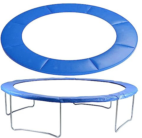 Trampolin Randabdeckung Blau 305cm & 366cm Durchmesser Reißfeste & UV-beständige Sicherheitsmatte Federschutz für verbesserten Kantenschutz Langlebiges Outdoor-Zubehör