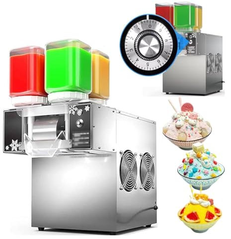Machine à glace pilée électrique automatique – Grande capacité 120 kg/24 h, vitesse réglable et 4 saveurs – Idéale pour la maison, les restaurants et les salons de thé