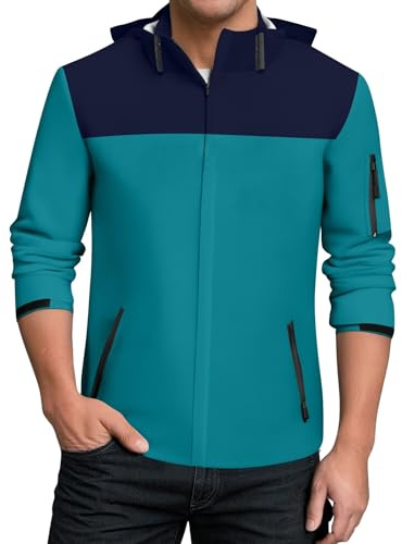TOFOTL Tuta Impermeabile Moto Uomo con Sportiva Nero Sportiva Giubbotto Autunnale Bambina Dong Kleidung Tuta Impermeabile Moto Estivi Giacca Antipioggia Giacca Invernale Uomo 03-Turchese 4XL