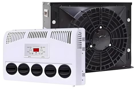 12V/24V Dc Mini Split Husbil Luftkonditionering för Lastbilar Husbilar Husvagnar Grävmaskiner Släpvagnar Skåpbilar, Snabbkylning,12V-Black