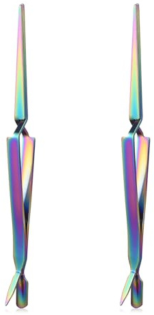 KAZIPOP Pinza colorida 3 en 1 de acero inoxidable para modelar uñas, multifunción, empujador de cutículas, pinzas acrílicas para extensión de uñas (2 unidades)