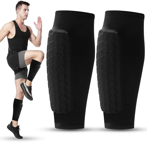 Schienbeinschoner Fussball, S/M/L Skifahren Schienbeinschonerhalter, Schienbeinschoner inkl, Stutzen mit Optimierter Einstecktasche, Wadenschutz, stoßfest, Atmungsaktiv & rutschfest
