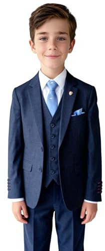 SIRRI Completo da Ragazzo Blu Navy a Quadri, vestibilità su Misura, Set da 5 Pezzi, vestibilità Regolare, età 8 Anni EU