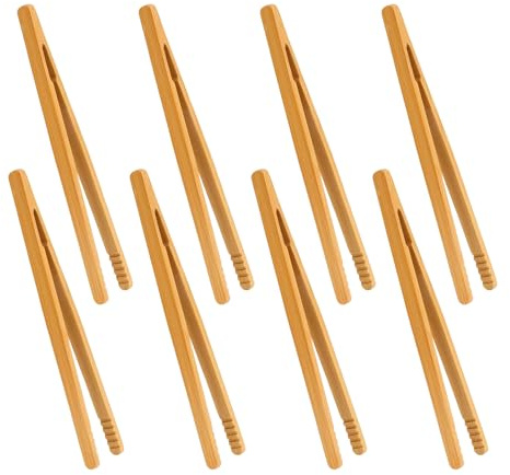 8 pinzas de madera, pinzas para barbacoa, pinzas de madera, pinzas pequeñas, para cocina, raclette, pinzas pequeñas, 18 cm, pinzas de bambú, para tostadas, té, barbacoa, picnic, té de frutas