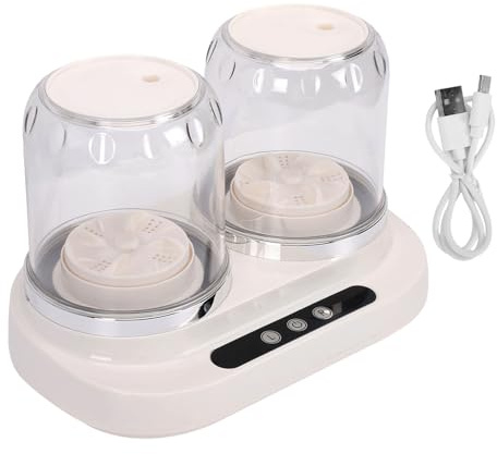 TIKATARER Tragbare Mini-Waschmaschine, 2-Liter-Doppelkammer, 3 Waschprogramme, 1800-mAh-Akku, USB-Ladefunktion, Digitales Timer-Display und Integrierte Ablaufpumpe für Unterwäsche