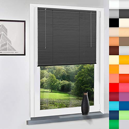 Aluminium Jalousie nach Maß, Jalousien Alu Jalousien nach maß innen Innenjalousien Maßanfertigung, für Fenster und Türen, Fenster, Klemmfix ohne Bohren (Anthrazit, Höhe: 130cm x Breite: 150cm)