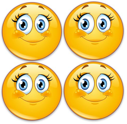 easydruck24de Aufkleber-Set 4 Stk. Smile Wimpern Ø 5 cm - kfz289