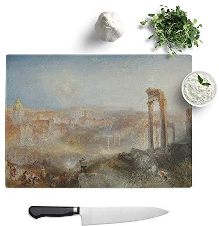 Kitchen Chopping Board Glass - Joseph Mallord William Turner Modern Rome Campo Vaccino - Textured Worktop Saver Cutting Board - Heat Resistant, Shatterproof and Hygenic - 28.5 x 20 cm