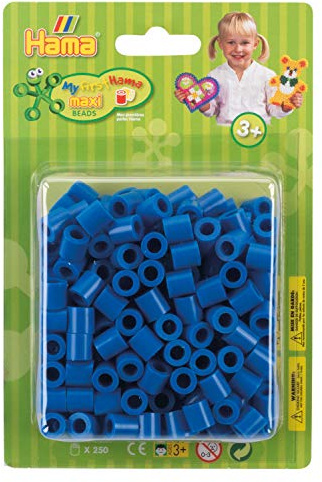 Hama Perlen 8509 Bügelperlen Packung mit ca. 250 bunten Maxi Bastelperlen mit Durchmesser 10 mm in Blau, kreativer Bastelspaß für Groß und Klein
