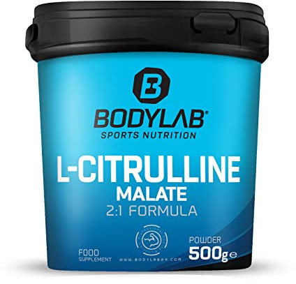 Bodylab24 L-Citrulline Malate 500g, 5g L-Citrulline Malate por dosis diaria, fórmula de malato de citrulina en una proporción de 2:1, perfecta para entrenamientos de alta intensidad, polvo sin sabor