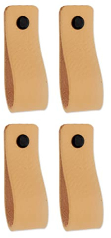 Brute Strength – Ledergriffe für Möbel – 16,5 x 2,5 cm – Natur – 4 Stück | Handgefertigte Möbelgriffe und Lederschlaufen aus Leder; für Schranktüren und Schubladen, Schrauben inklusive