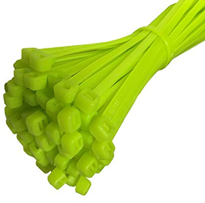 KafTon 50 Pack || Fluorescent Cable Ties Nylon Plastic Blue Green Orange Pink Yellow
