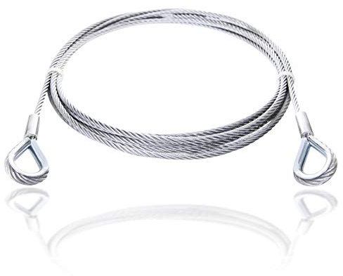 Drahtseile24 Cuerda de alambre con guardacabos de acero – Cuerda de tope, cable de acero con ojales, galvanizada, diámetro de 3 mm, carga útil de 100 kg, 8 m