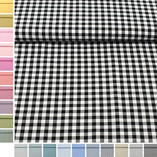 MAGAM-Stoffe Mona Vichy-Karo groß Baumwollstoff Oeko-Tex Meterware 50cm (20. Schwarz)