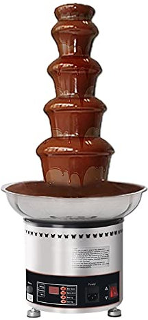 Adima Chocolate Fountain Fondue, 5 Tiers Electric Melting Machine Set with 8.8 Lbs Capacity Bowls 304 Stainless Steel for Nacho Cheese, BBQ Sauce, Ranch, Liqueurs, Silver