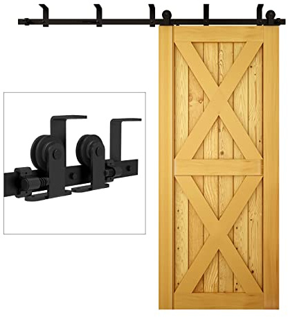 CCJH 4FT/122cm Schiebetürsystem Laufschiene Schiebetürbeschlag Deckenmontage Set Obere Decke Halterung für Schiebetür Einzeltür