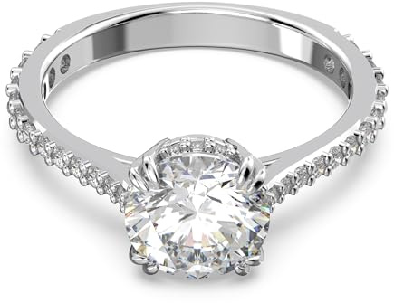 Swarovski Stilla Kollektion Cocktailring, Rundschliff, Pavé, Weiß