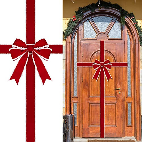 Xinnun Weihnachten Schrank Schleifen Bögen Große Türbänder Rote Küchen Dekorationüber Schränken Weihnachtskranz Schleife Festival Verpackung Weihnachtsbaum Deko für Haus Tür Kamin Party Zubehör