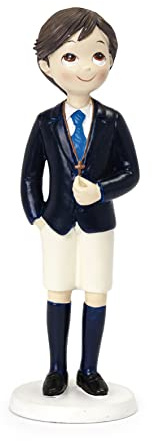 Figura pastel Comunión niño moreno pantalón corto 16cm.