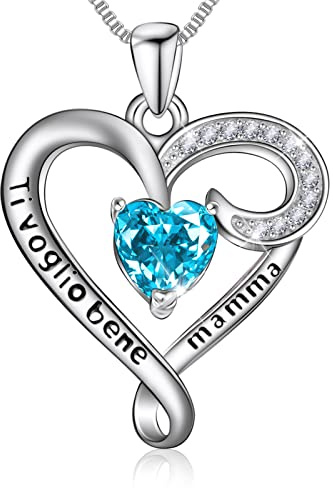 VGWON Regalo per Festa della Mamma, Collana con Ciondolo a Cuore in Argento 925, Regalo Gioielli per Compleanno, Anniversario e Natale per Mamma