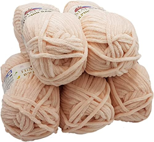 Ilkadim Export 5 x 100 Gramm Himalaya Dolphin Strickwolle, Babywolle einfarbig, 500 Gramm Wolle Strickgarn Super Bulky (Blush 80353)