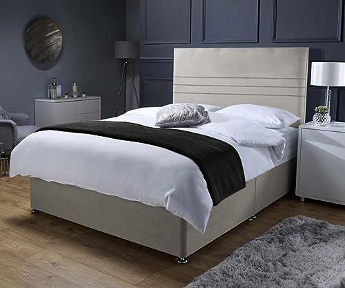 Fireplaces 4 Life Ascot Divan Bed Set + 10 Memory Mattress + 24 Matching Headboard *Storage Available (Silver, No Drawers, 3ft6 Large Single)