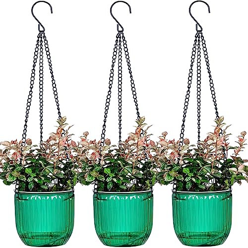 3 fioriere autoirriganti da 11,4 cm con fori di drenaggio, piccole fioriere da appendere per esterni, livello dell'acqua visibile, decorazione per la casa, giardinaggio