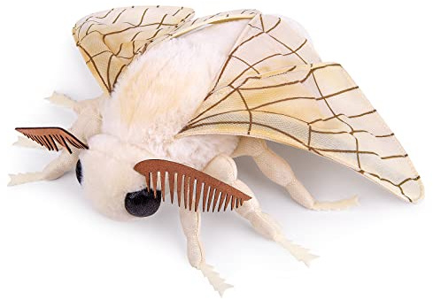 lilizzhoumax Motte Kuscheltier Weiße Plüsch Plüschtier | Simuliertes Tier Seidenmotte Moth Kawaii Realistische Insekt Spielzeug für Wilde Tiere, Geschenk für Freunde und Kinder