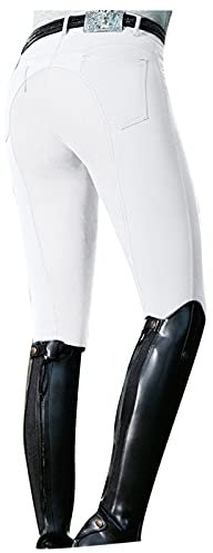 Reitleggings Damen Stretch - Reithose mit Kniebesatz High Waist Jodhpurhose klassischem Schnitt Reitbekleidung Sommer Reitsport-Leggings elastische sportleggins Vollbesatzhose mit Silikon
