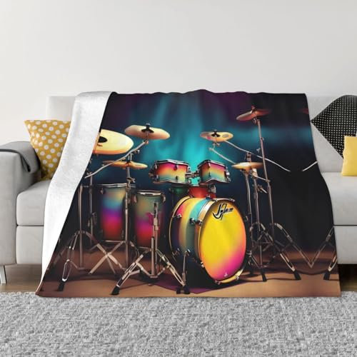 YQxwJL Flanell-Fleecedecke, kühles Trommel-Set, bedruckt, weich und warm, Überwurfdecke, für Couch, Bett und Outdoor