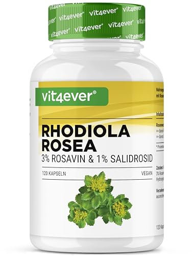 Estratto di Rhodiola Rosea - 120 capsule da 500 mg - materia prima pregiata: 3% rosavin e 1% salidroside - estratto di radice di rosa - vegano - dose elevata