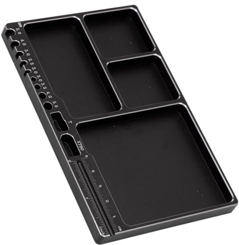 Bandeja de Tornillo Magnético de Aleación de Aluminio, Almohadilla Magnética de Adsorción Magnética de Tamaño Portátil para Reparación RC (Black)