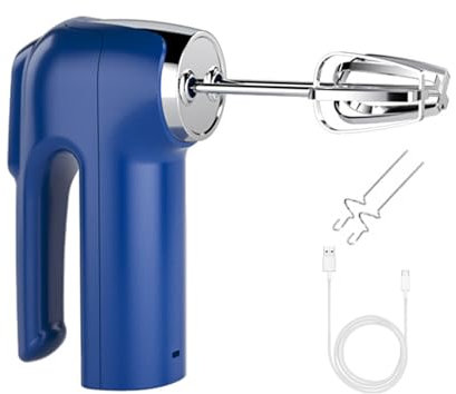 Electric Whisk with Adjustable Speeds Powerful Electric Whisk Cordless Electric 3 Speeds USB Rechargeable Stainless Steel Egg Beater Mixer Blender Milk Frother Kitchen Baking Supplies Blue/483 (Color