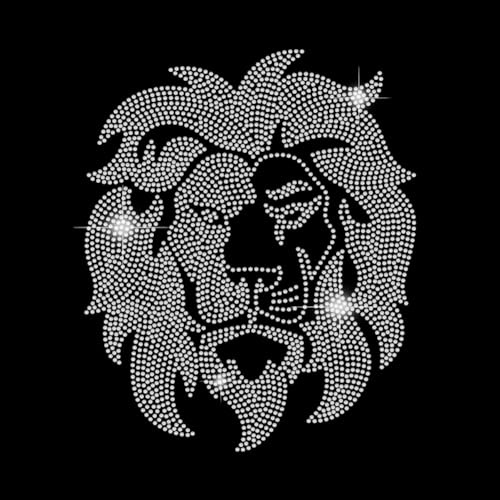 SUPERDANT Crystal Lion Bügeln Auf Strass Hotfix Zum Aufbügeln Bügelbild Strass Zum Aufbügeln Für Kleidung Stras Transfer Aufbügel Für T-Shirt Taschen Hosen DIY Transfer 29.7×21cm