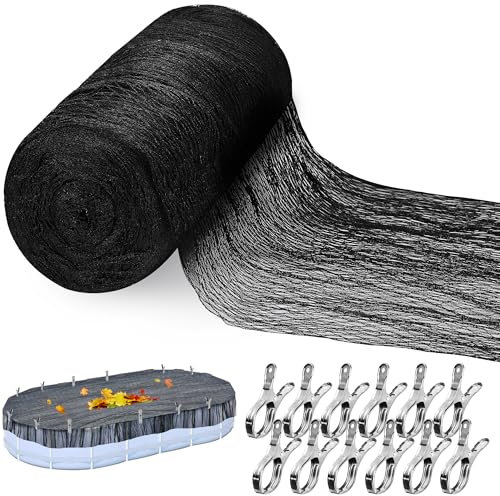 Adnee 33X18 Ft Oval Swimming Pool Leaf Net Cover,Pool Mesh Net Cover with 12 Pcs Metal Clips,Pool Safety Net Blanket Suitable for 15x30 Ft Pool to Proventing Leaves