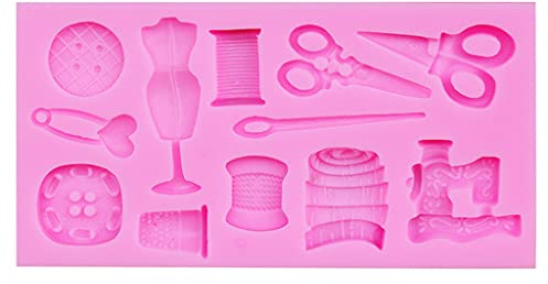 1 Piece 3D Sewing Tools Cake Mould Silicone Button Scissors Shape Fondant Chocolate Moulds Sugar Dessert Decorations