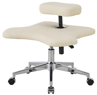 ASerZenith Ergonomischer Kniestuhl, Meditationsstuhl, Stuhl mit gekreuzten Beinen, vielseitiger Stuhl mit Rädern für Meditationsfanatiker (Beige, Einheitsgröße),Beige-Einheitsgröße